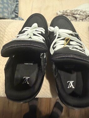 Louis Vuitton Black Sneakers with White Laces and White Insole Logo